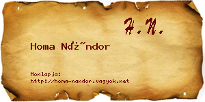 Homa Nándor névjegykártya